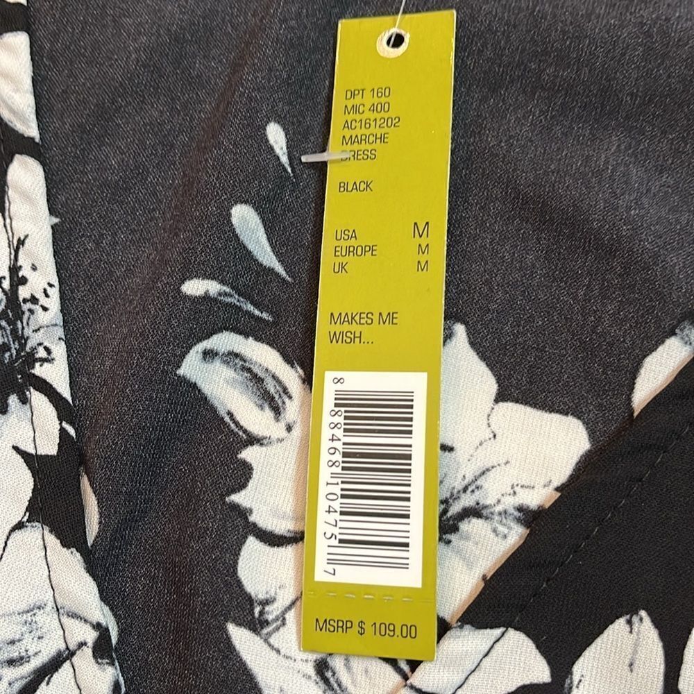 NWT Gianni Bini floral wrap black/white dress size medium - Picture 8 of 10